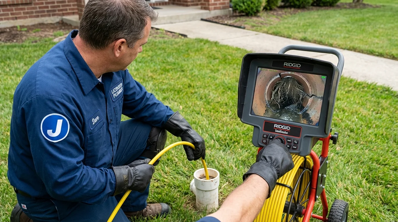 Sewer camera inspection being performed by Johns Plumbing LLC in Unicoi