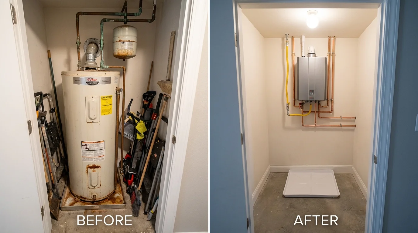 Tank water heater versus wall-mounted tankless unit comparison for Unicoi, TN homeowners
